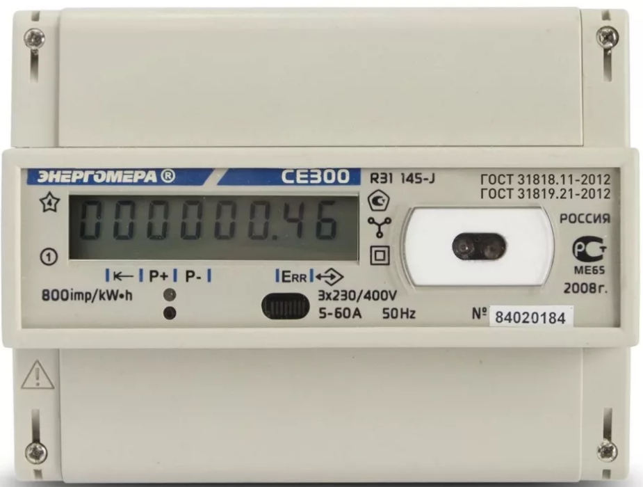 

Счетчик электроэнергии трехфазный однотарифный Энергомера CE300 R31 146-J