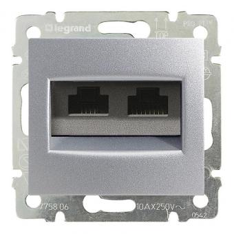 

Розетка компьютерная двойная LeGrand Valena Classic RJ45 категории 5e UTP алюминий