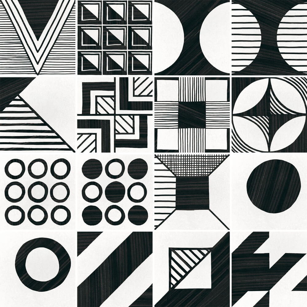 

Плитка керамогранитная Equipe Caprice Deco Patchwork B&W 20х20