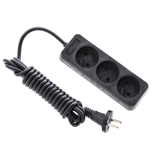 

Удлинитель бытовой Uniel Standard S-CD3-3 Black 3 розетки без заземления 2200 Вт 3 м, Черный