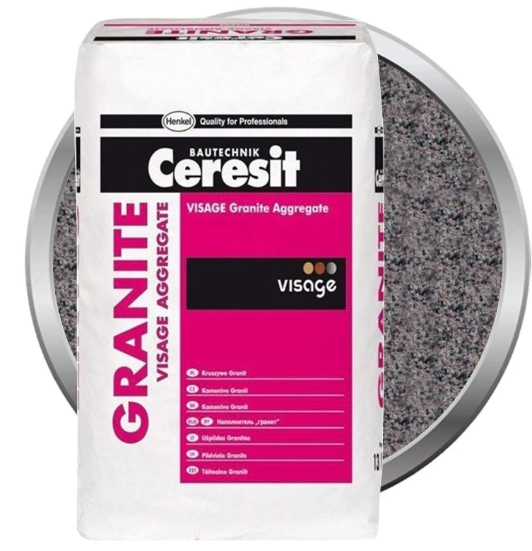 

Ceresit CT 710 Visage Granite Aggregate Brasilia Rose, 13 кг, Наполнитель для декоративной штукатурки, Серый