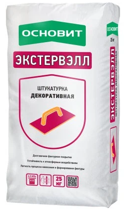 

Основит Экстервэлл, 25 кг, Штукатурка декоративная цементная короед, 2.5 мм, Серый