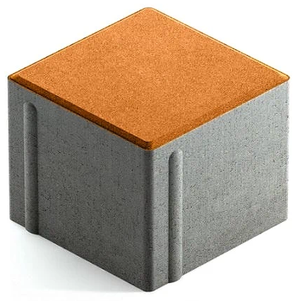 Steingot Сити 80, 100х100х80 мм, Плитка тротуарная квадратная частичный прокрас оранжевая