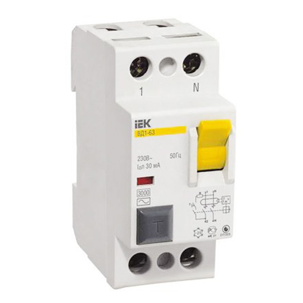 Купить Автоматический выключатель дифференциального тока IEK ВД1-63 2P 16А 30мА