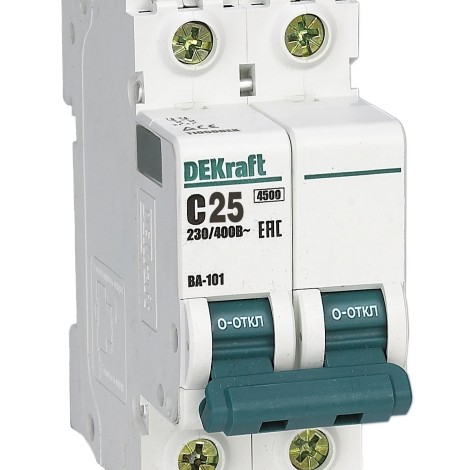 

Автоматический выключатель DEKraft ВА-101 2п C 25А 4.5кА