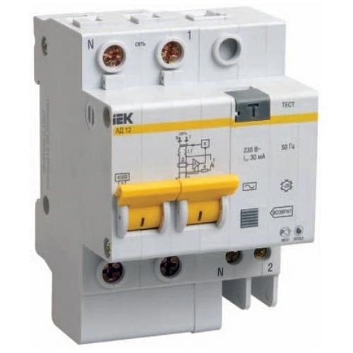 Купить Автоматический выключатель дифференциального тока IEK АД12 2Р 10А 30мА