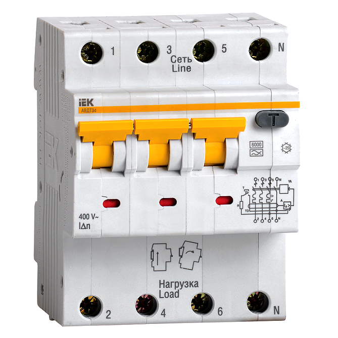 Купить Автоматический выключатель дифференциального тока IEK АВДТ 34 C10 30мА