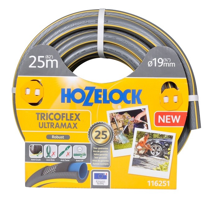 

Шланг Hozelock Tricoflex Ultramax 116251 19 мм 25 м, Серый