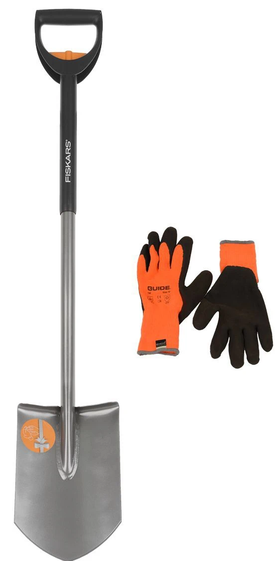Набор Fiskars 131306 лопата телескопическая + перчатки
