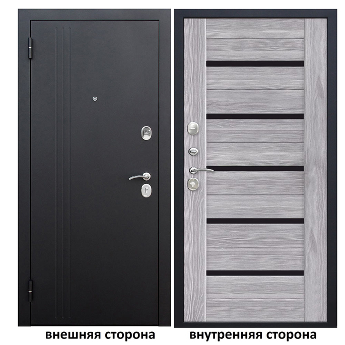 

Дверь входная Нью-Йорк 7.5 левая черный муар - ривьера пепельная 960х2050 мм