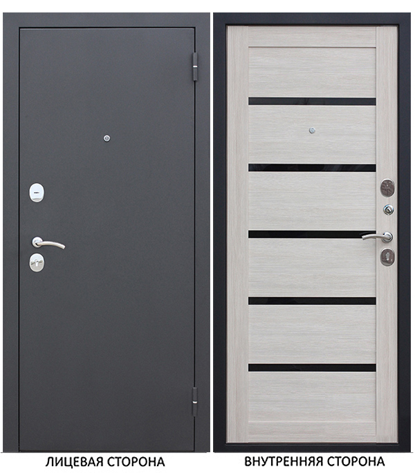 Купить Дверь входная Garda правая черный муар - лиственница мокко со стеклом 860х2050 мм