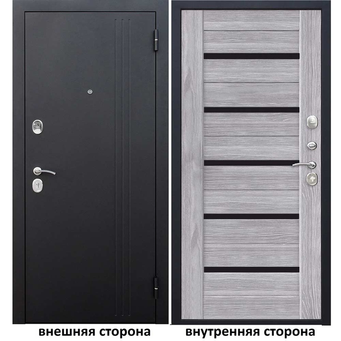 

Дверь входная Нью-Йорк 7.5 правая черный муар - ривьера пепельная 860х2050 мм