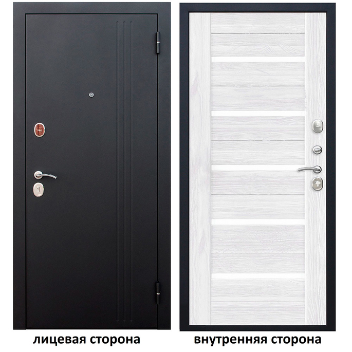 

Дверь входная Нью-Йорк 7.5 правая черный муар - ясень белый эмаль 960х2050 мм