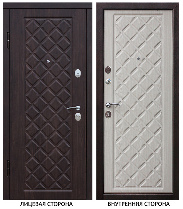Дверь входная Kamelot левая черный муар - беленый дуб 860х2050 мм