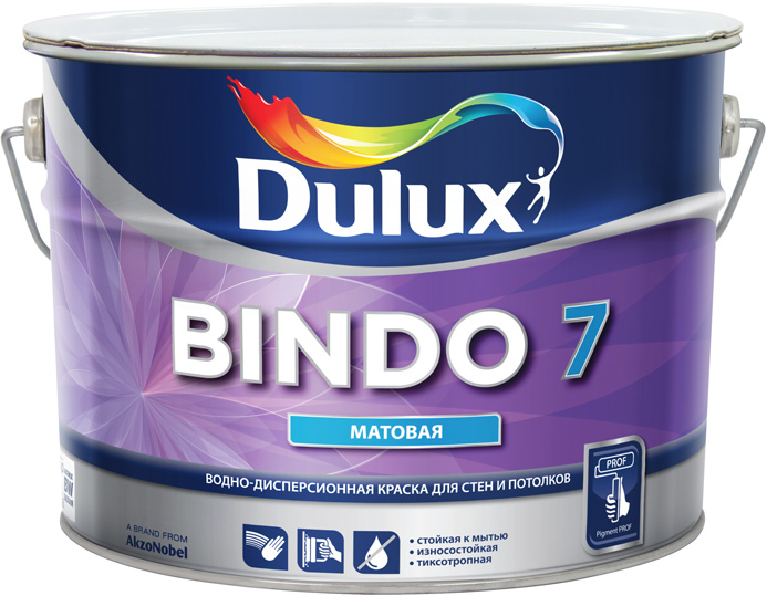 

Dulux Bindo 7 5 л, Краска интерьерная латексная (белая), Белый