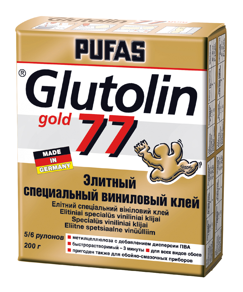 

Pufas Glutolin Gold 77 200 г, Обойный клей для всех видов легких обоев,