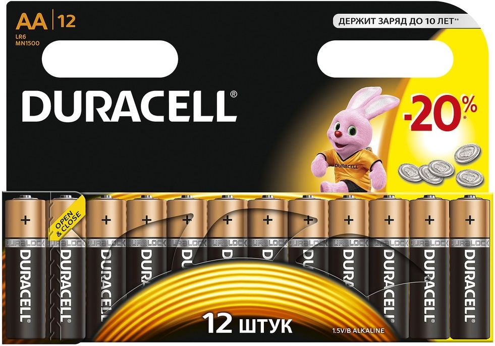 

Батарейки AA Duracell LR6-12BL Basic C0037388 (12 шт)