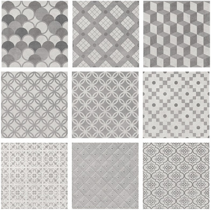 

Kerama Marazzi Карнаби-стрит 1576T 20.1х20.1 см, плитка напольная орнамент (серая), Серый