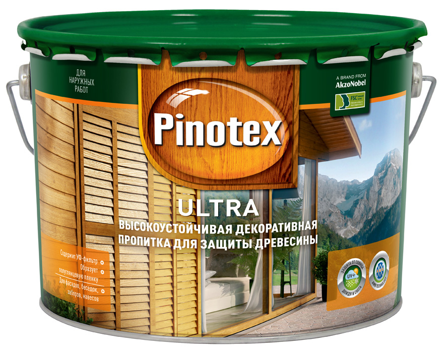 

Pinotex Ultra, 9 л, Пропитка деревозащитная прозрачный