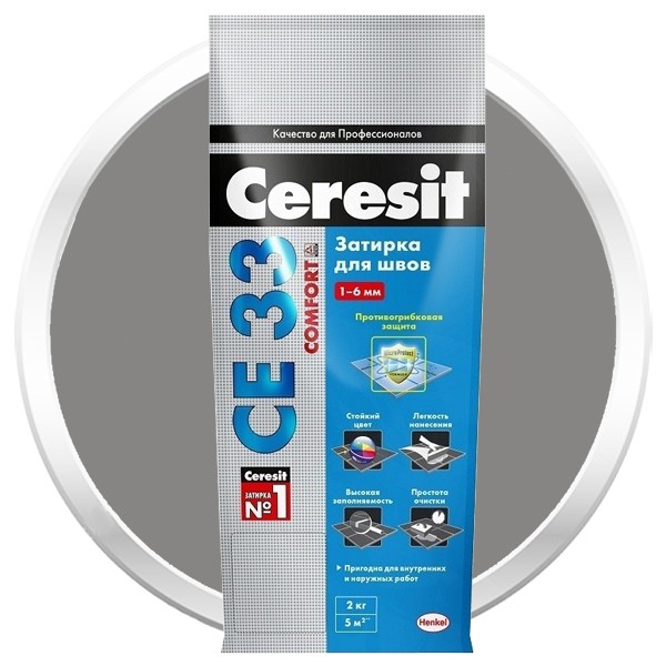 Купить Затирка цементная для узких швов Ceresit СЕ33 Comfort Антрацит 2 кг