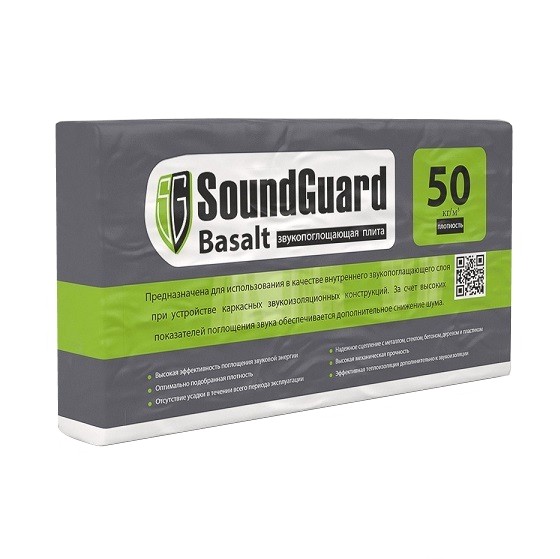 

Плита звукопоглощающая Soundguard Basalt 1000х600х50 мм 4 плиты в упаковке