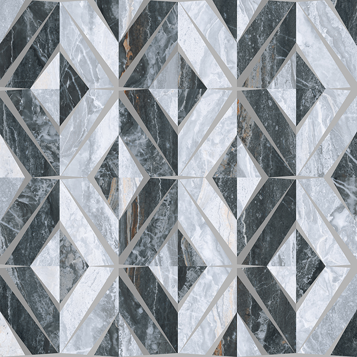 

Vitra Bergamo K946630LPR Геометрический Холодная гамма декор, 60x60, Микс, Серый
