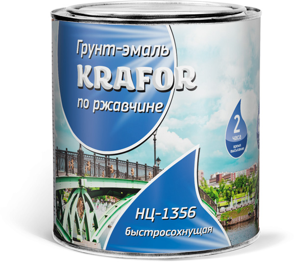 

Krafor НЦ-1356 1.7 кг, Эмаль алкидная по ржавчине (черная), Черный