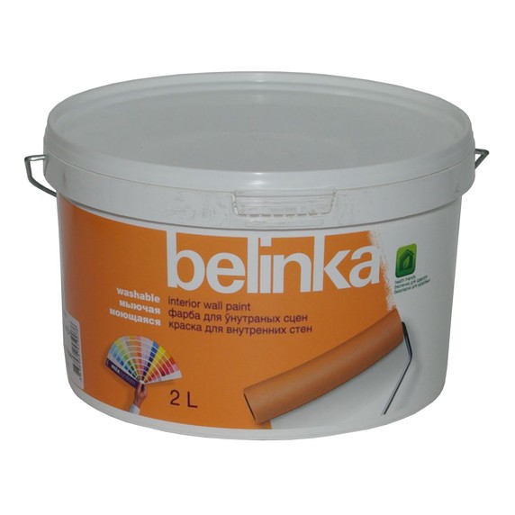 Belinka B1 2 л, Краска интерьерная стирол-акриловая моющаяся для стен и потолков (белая)