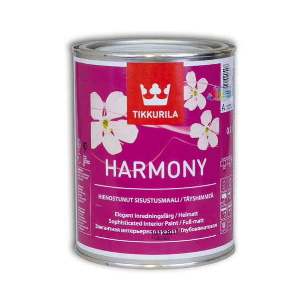 

Tikkurila Harmony A 0,9 л, Краска интерьерная акрилатная (белая), Белый