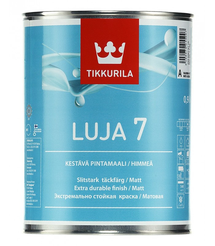 

Tikkurila Луя 7 C 0,9 л, Краска интерьерная акрилатная для влажных помещений (белая матовая под колеровку, Белый