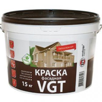 

VGT ВД-АК-1180, 15 кг, Краска фасадная по кирпичу и бетону акриловая, Белый