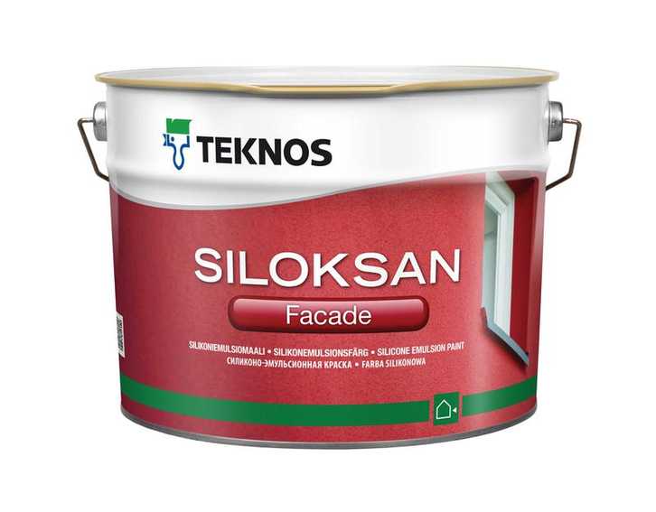 Teknos Siloksan Fasade белая, 9 л, Краска фасадная по кирпичу и бетону силиконо-эмульсионная