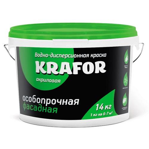 Krafor 14 кг, Краска фасадная по кирпичу и бетону водно-дисперсионная акриловая Особопрочная