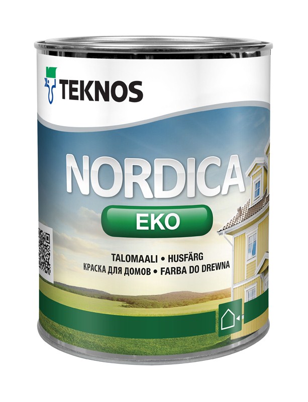 Teknos Nordica Eco полупрозрачная, 0,9 л, Краска фасадная по дереву акрилатная