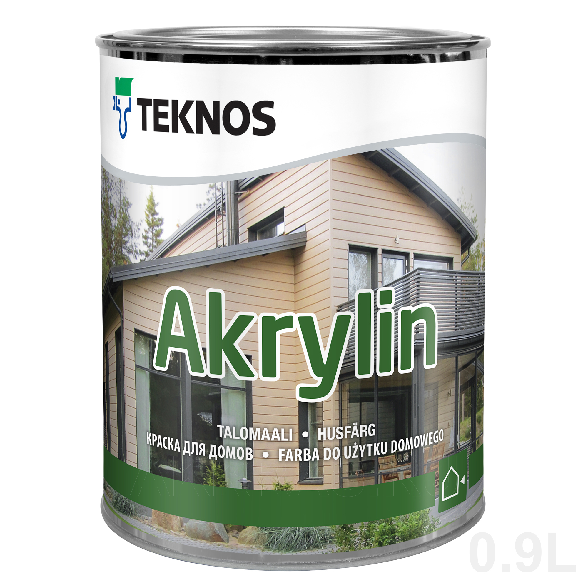 Teknos Akrylin полупрозрачная, 0,9 л, Краска фасадная по дереву акрилатная