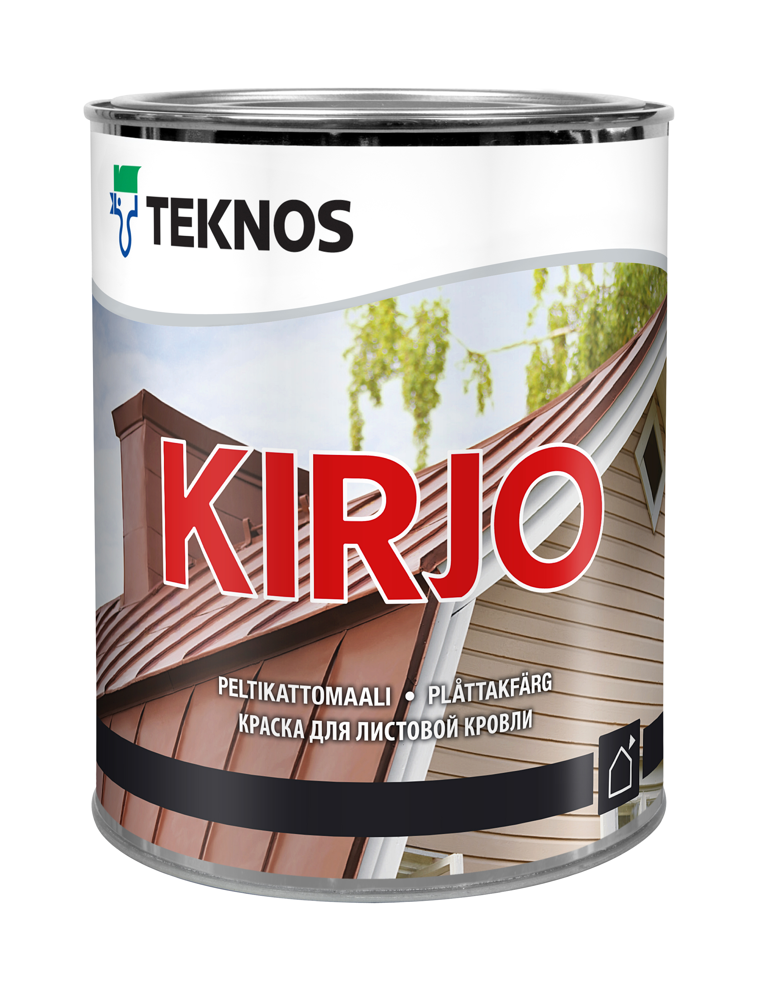 Teknos Kirjo, 0,9 л, Краска по металлу антикоррозийная для листовой кровли алкидная белая
