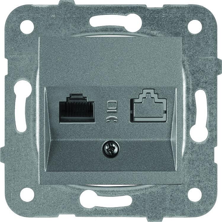 

Механизм розетки компьютерной Panasonic Karre Plus WKTT04042DG-RES RJ45 двухместный темно-серый