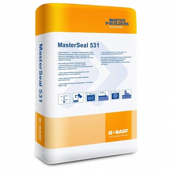 

Смесь гидроизоляционная жесткая BASF MasterSeal 531 30кг, Серый