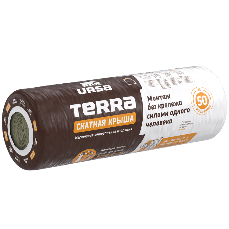 Теплоизоляция Ursa Terra 35 QN Скатная крыша 4500х1200х100 мм 1 штука