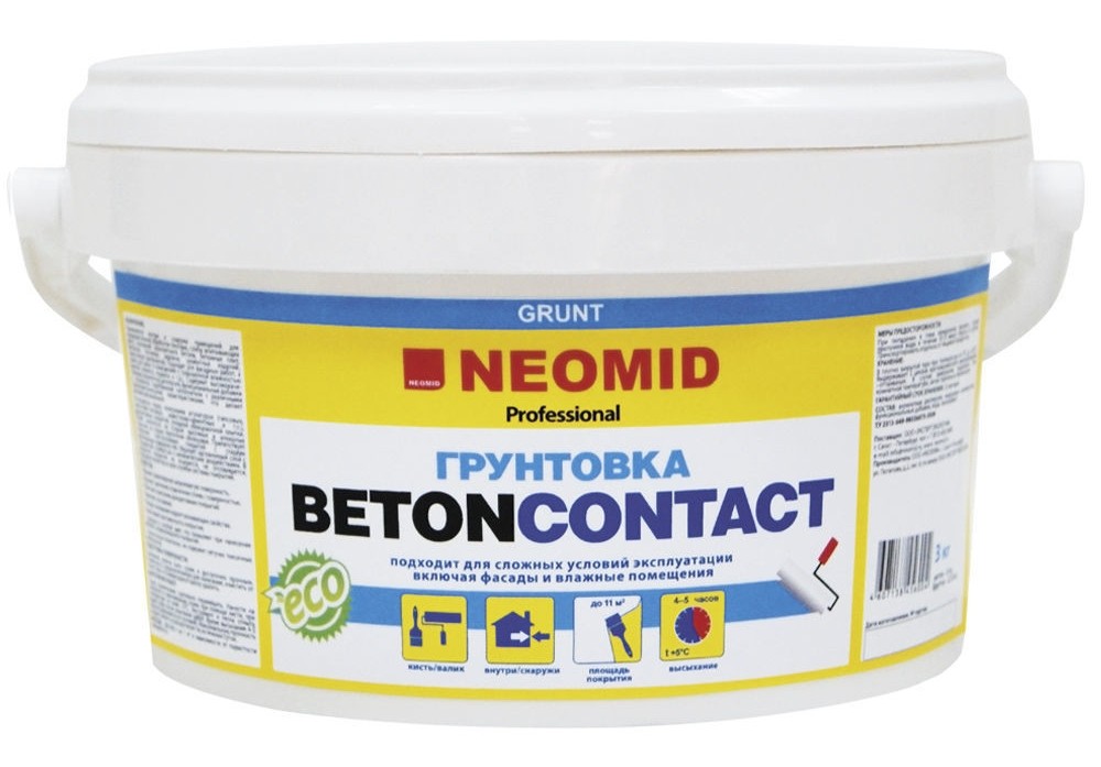 Neomid Betoncontact ECO, 3 кг, Грунтовка для бетона акриловая