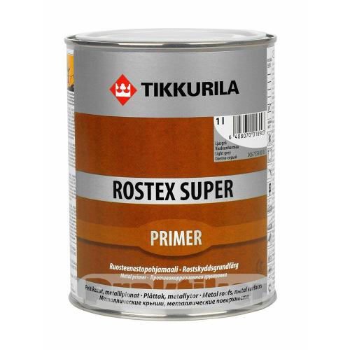 Tikkurila Rostex Super 1 л, Грунтовка антикоррозионная алкидная (светло-серая)