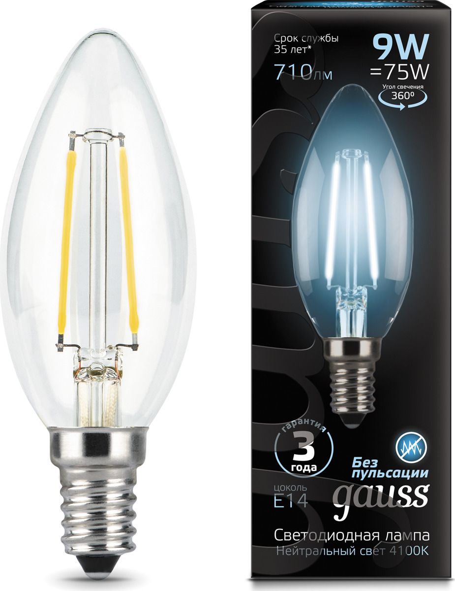 Купить Лампа Gauss LED Filament Candle E14 9W 4100К