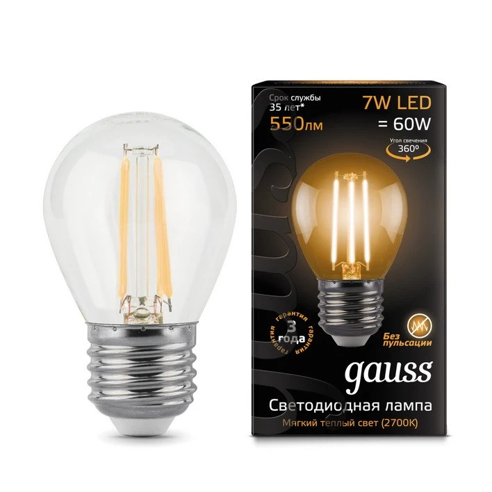 Купить Лампа Gauss LED Filament Globe E27 7W 2700K