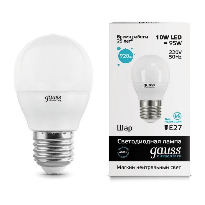 Купить Лампа Gauss LED Elementary Globe 10W E27 4100K