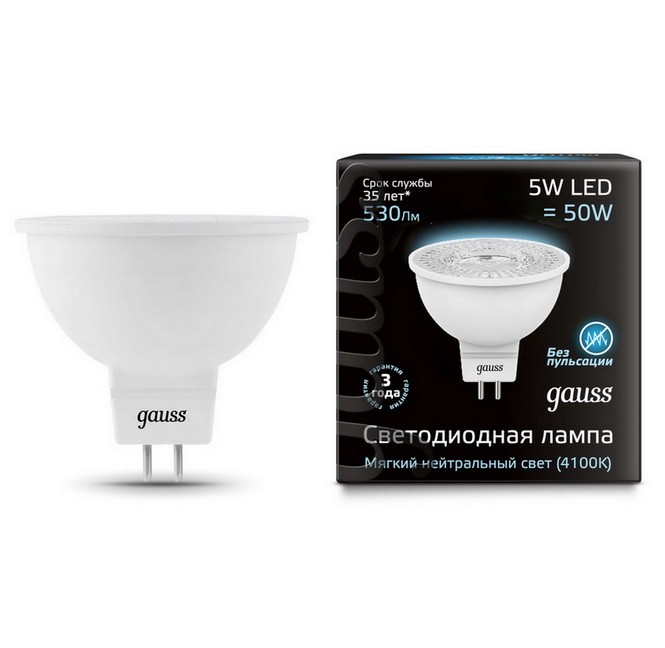 

Gauss LED MR16 GU5.3 5W 4100K, Лампа