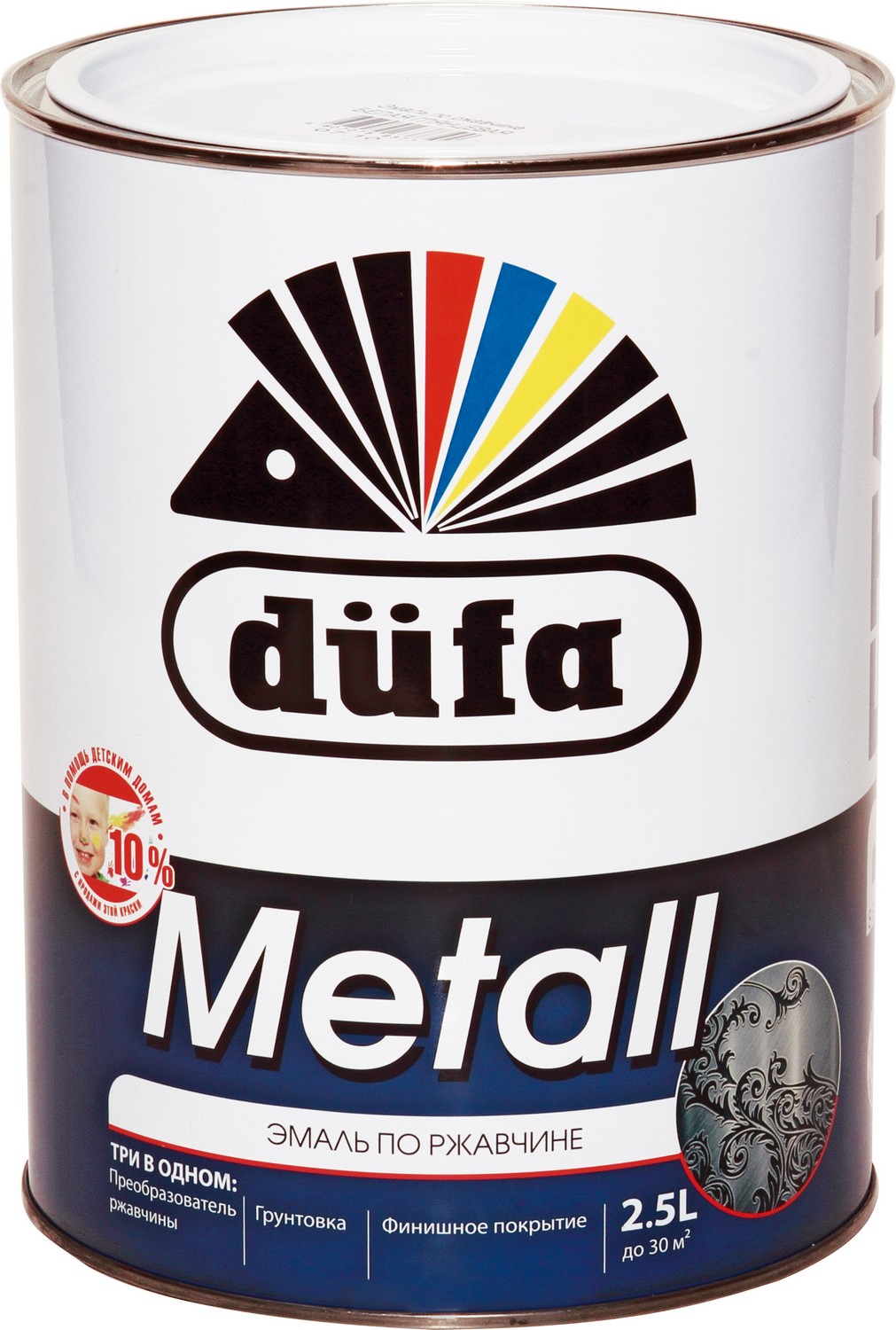 Dufa Retail Metall 0.75 л, Грунт-эмаль полиуретан-акриловая по ржавчине (серая)