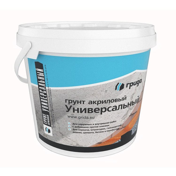 

Грида, 10 кг, Грунтовка универсальная акриловая, Белый
