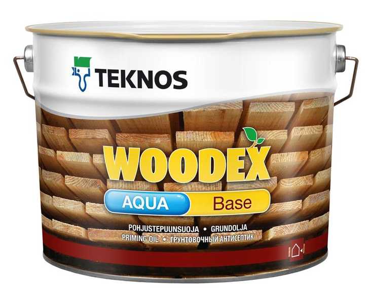 Teknos Woodex Aqua Base, 10 л, Грунт-антисептик по дереву масляный