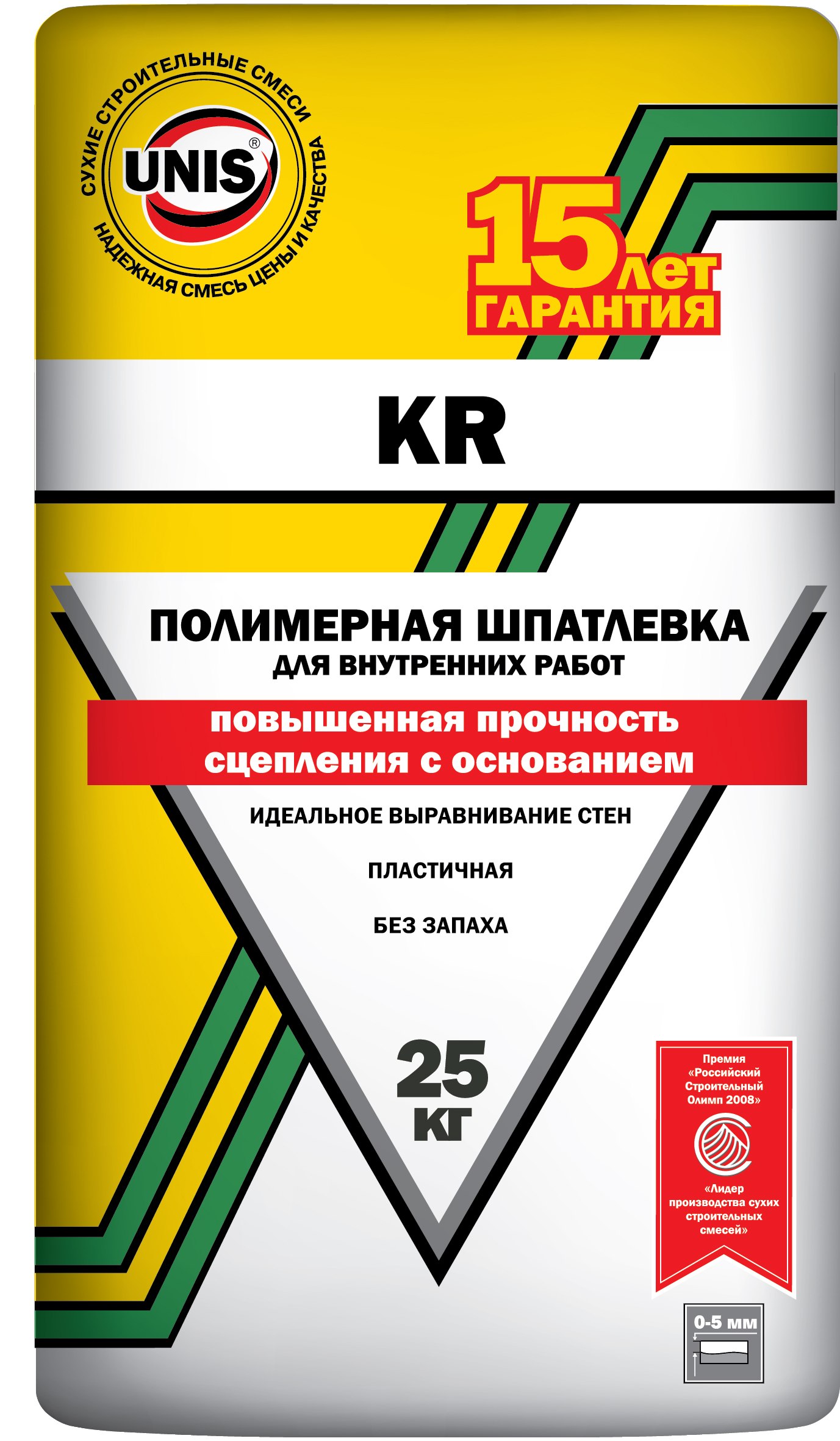 Unis KR 25 кг, Шпатлевка полимерная повышенной прочности (белая)