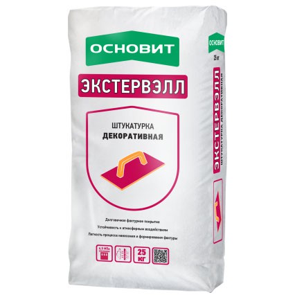 

Основит Экстервэлл OS-1,0 WS, 25 кг, Штукатурка декоративная цементная, Белый